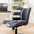 thumbnail image 4 of YOUNIKE Ergonomic Office Chair, Armless Home Chair, Swivel Desk Chair, Curved Back Vanity Chair with Leather Padded Seat, Height Adjustable, Gray Purple, 4 of 8