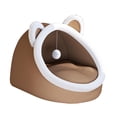 thumbnail image 2 of Cama para gatos cálida tipo nido, base antideslizante, cojín para dormir para gatos con pelota, portátil Marrón, 2 of 8