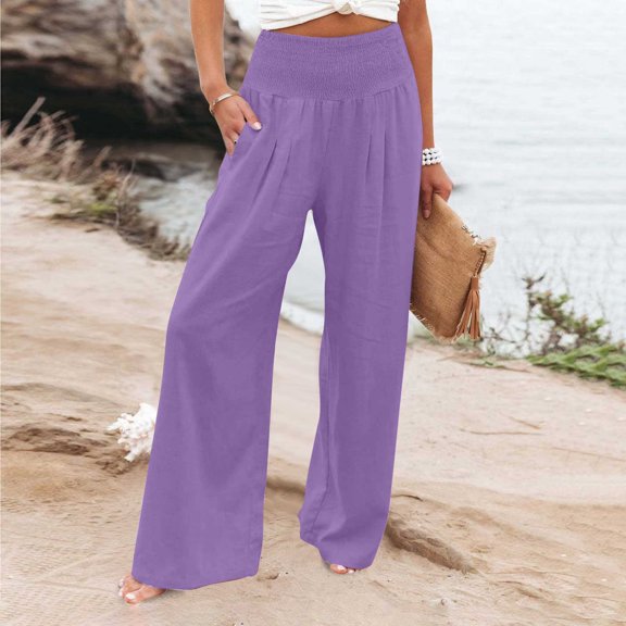 Azrian Women's Loose Wide Leg Pants High Waist Straight Pants Casual Solid Pants Prime Deals of The Day Today Only