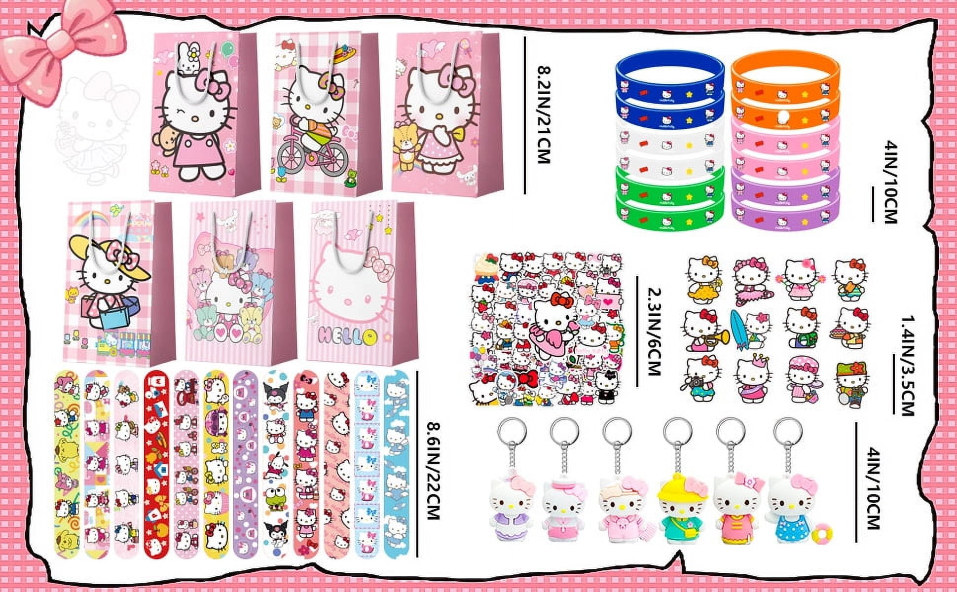 Hello Kitty Party Favors, 110 pcs All-in-One Hello Kitty Birthday Party Favors Set, Including Hello Kitty Party Favor Bags, Stickers, Bracelets Other Hello Kitty Party Favors for Party Supplies