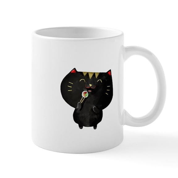 CafePress - Black Sushi Cat Mugs - 11 oz Ceramic Mug - Novelty Coffee Tea Cup