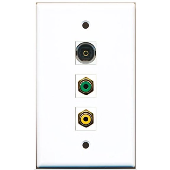 RiteAV - 1 Port RCA Yellow and 1 Port RCA Green and 1 Port Toslink Wall Plate