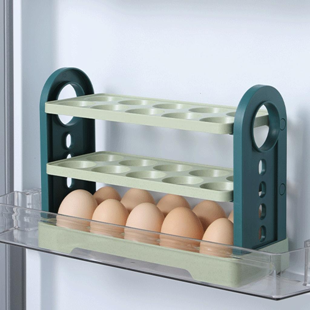 Egg Holder for Refrigerator 3-Layer Flip Egg Holder Egg Storage Container Stackable Egg Organizer for Refrigerator Store