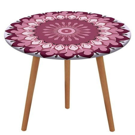 

A Circular Mandala Design in Shades of Pink And Purple on A Light Pink Background_01 Pattern Round Tablecloth Waterproof Elastic Table Clothes for Dining Table Cute Desk Decor Protector Cover