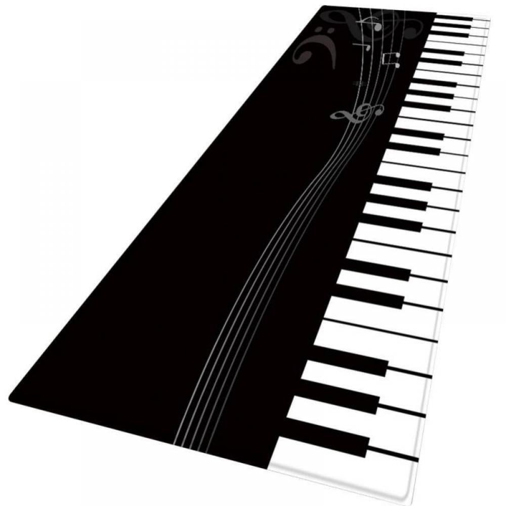 Black Piano Keyboard Music Rug Fashion Black and White Kids Play Rug