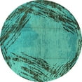 thumbnail image 1 of Ahgly Company Machine Washable Indoor Round Oriental Turquoise Blue Industrial Area Rugs, 4' Round, 1 of 4
