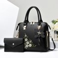 thumbnail image 2 of Women 2024 Soft Embroidery Flower Handbag Crossbody Shoulder Bag Top Handle Satchel Purse Tote Bag 2pcs Set, 2 of 4
