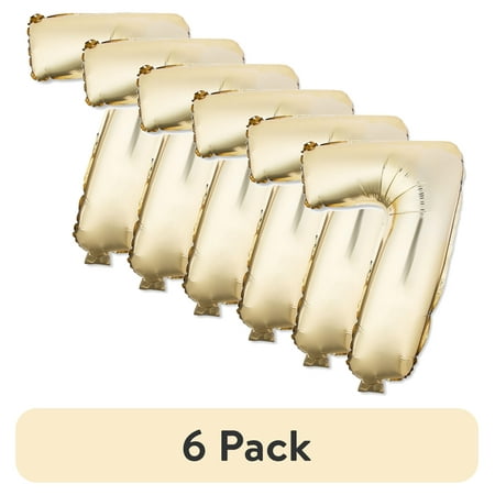 (6 pack) 16 Gold Foil Party Balloon Number 7 by Way to Celebrate (6 pack) 16 Gold Foil Party Balloon Number 7 by Way to Celebrate