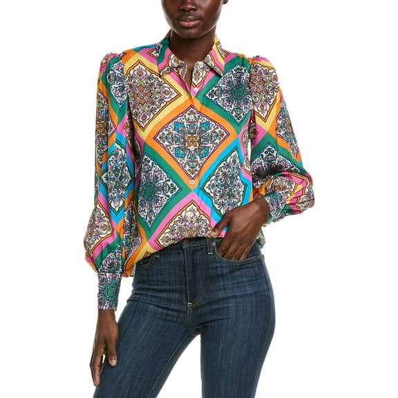 Elie Tahari womens  The Molly Silk-Blend Blouse, m, Pink