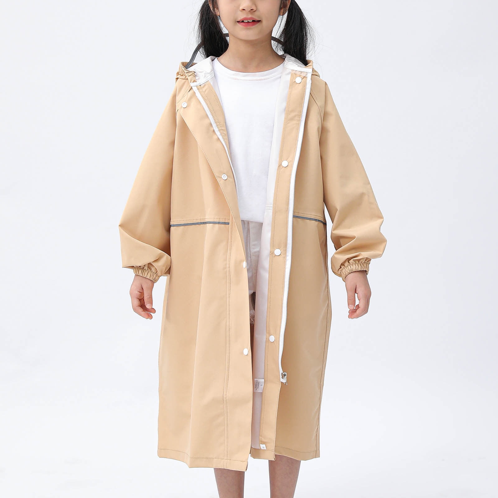 Poncho De Pluie Enfant Unie Taille S - Matériau EVA Imperméable - Boutons Pression - Printemps/été/automne - Pour Garçons Et Filles 4-8 Ans - 11