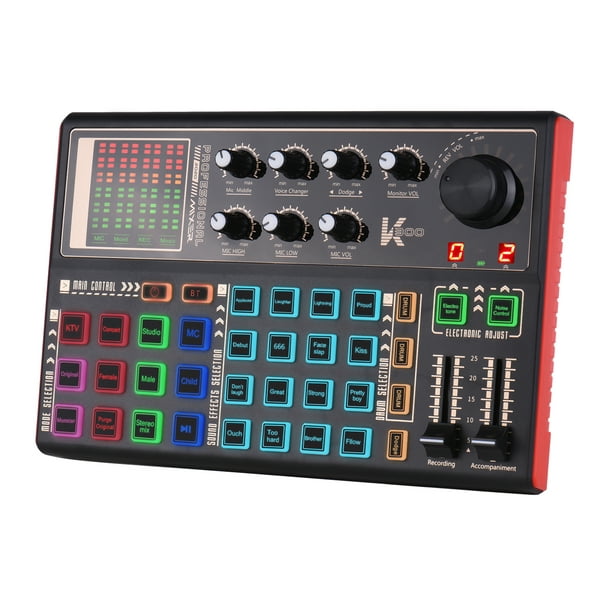 Muslady SK300 Live Sound Card External Voice Changer Audio Mixer Built ...