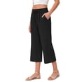 thumbnail image 2 of Fantaslook Women Capri Pants Wide Leg High Waisted Drawstring Capris Summer Casual Linen Cropped Pants with Pockets, 2 of 8