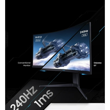 Samsung - Odyssey G7 27" LED Curved QHD FreeSync and G-SYNC Compatible Monitor with HDR (DisplayPort, HDMI) - Black