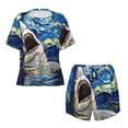 thumbnail image 4 of Lsque Vintage Starry Sky Shark Women's Short-Sleeved Pajama Set - 2 Piece Soft and Lightweight Sleepwear Set-X-Large, 4 of 9