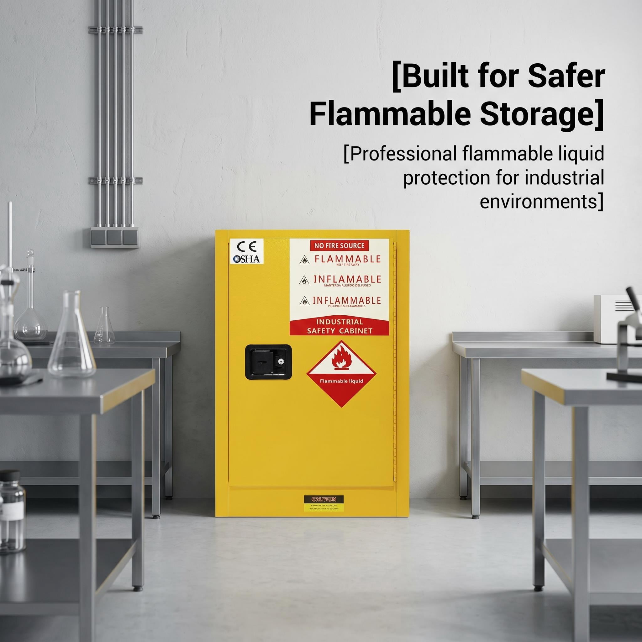 12 Gallon Flammable Storage Cabinet 35H x 18.11D x 23.23W - OSHA, Galvanized Steel Flammable Cabinet, Adjustable Shelf for Commercial Industrial Home Use