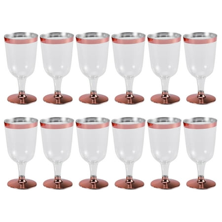 

12Pcs 180Ml Wine Glass Goblet Plastic Champagne Silver Edge Phnom Penh Gold Side Party Supplies Gold