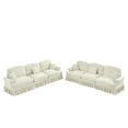 thumbnail image 6 of Newest Classic 2 Piece Modular Couch Living Room Sofa Set,Flared Arms,Removable Ruffles Pleats Skirts,Spindle Legs, 3 Seater Sofa +3-Seat Loveseat Sofa Sets for Living Room, Beige White, 6 of 19