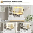 thumbnail image 3 of Makeup Vanity Desk and Stool with Mirror, Modern Vanity Table with Charging Station, 4 Drawers and 2 Open Shelves, 3 Lighting Mode Adjustable Dressing Table Set for Bedroom, Makeup Studio, 3 of 7
