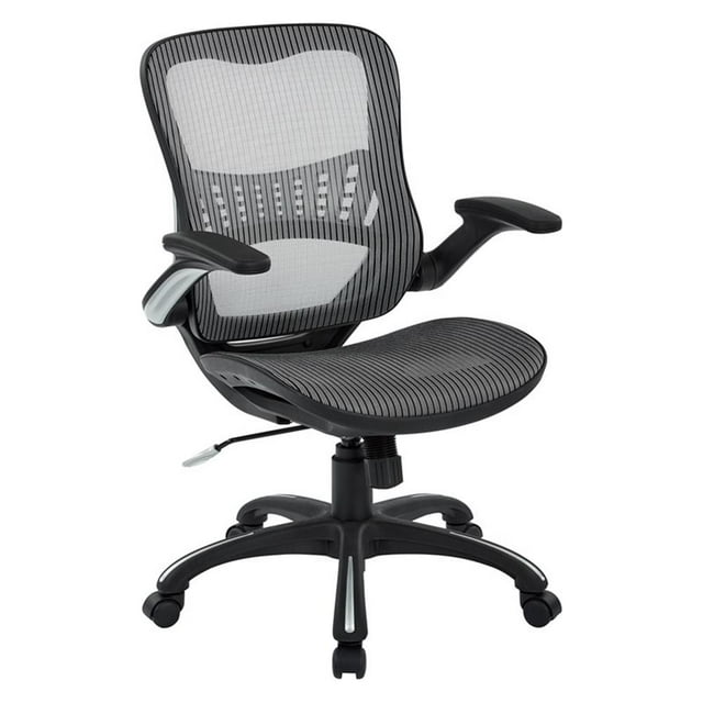 Pemberly Row Mesh Seat and Back Manager Chair in Gray Mesh Fabric