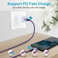 thumbnail image 6 of USB C Cables,USB C to USB C Cable 10ft 3 Pack FiveBox PD Fast USB C Charging Cord Android Type C Chargers Cables for Samsung(Blue+Purple+White), 6 of 7