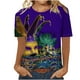 thumbnail image 2 of Fiudx Camisas de Mujer Camiseta Informal de Manga Corta con Cuello Redondo y Estampado de Carnaval a La Moda para Mujer, 2 of 3