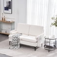 thumbnail image 3 of uhomepro Love Seats, Mid Century Sectional Fabric Sofa, Modern Couch Upholstered Sofas with 2 Pillow, Loveseat Sofa Couch for Small Spaces, Creamy White, 3 of 13