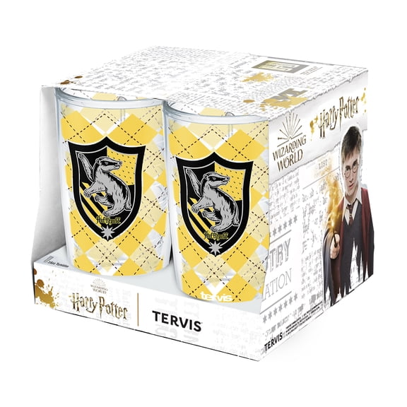 Tervis Harry Potter House Rules Collection Made in USA Double Walled Insulated Tumbler Travel Cup Keeps Drinks Cold & Hot, 16oz - 4pk, Hufflepuff