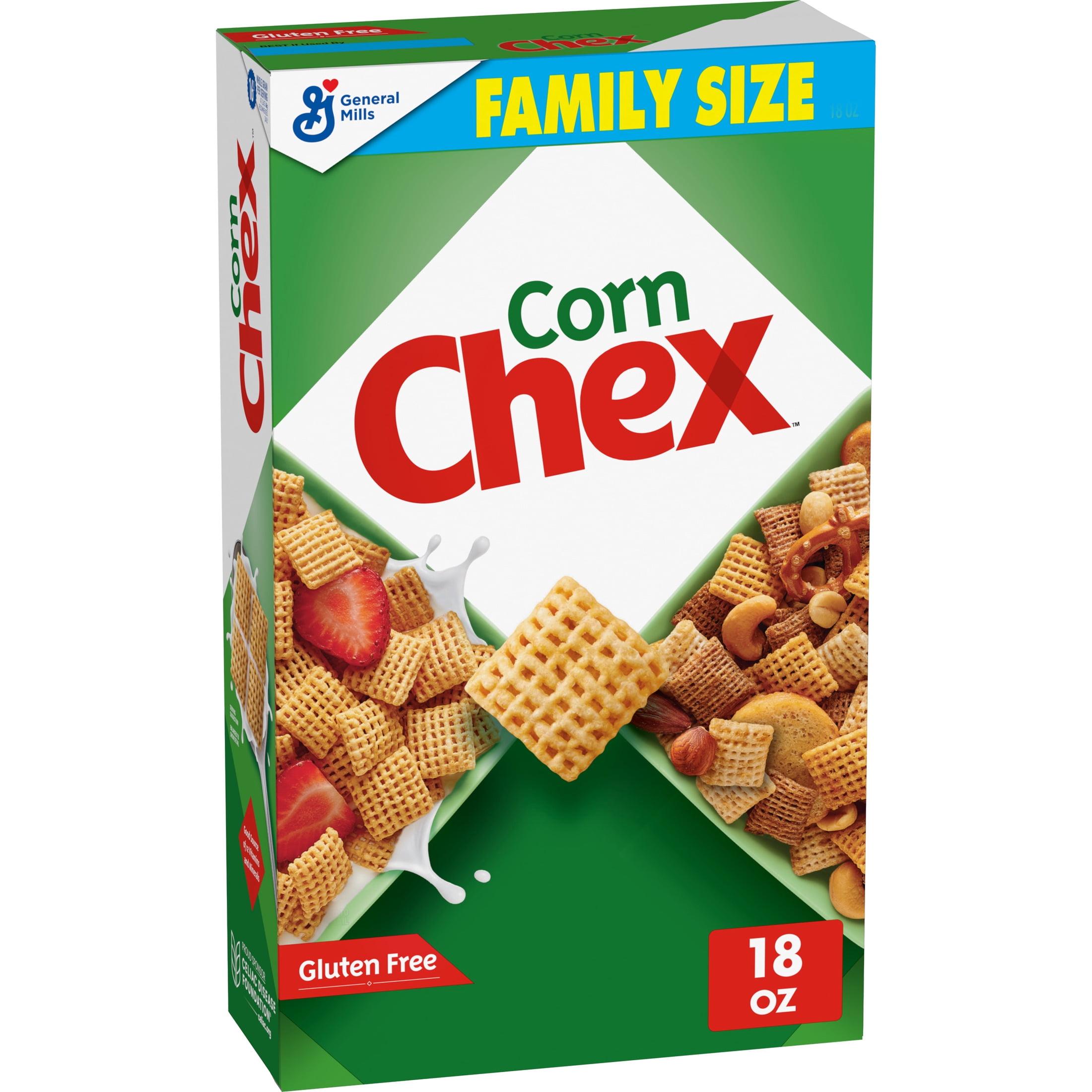 Chex, Corn Chex Gluten Free Breakfast Cereal, 18 oz, Family Size