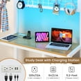 thumbnail image 4 of Twin Over Twin Size Bunk Bed Frame with Desk L-Shaped Metal Bunk Bed with Led Lights & Charging Station for for Adults, Twin Loft Bed Frame with Storage Shelves & Safety Guardrail & Ladder, White, 4 of 9