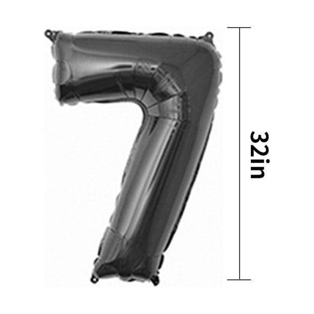 Inteprter 32 pulgadas número globo decorativo papel de aluminio globo cumpleaños boda fiesta vacaciones regalo decoración tipo 6 Kits de decoración para fiestas negro siete