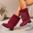 thumbnail image 2 of SACFOF Fur Boot for Women Comfortable Fuzzy Knee High Boots Round Toe Warm Snow Boots Fashion Winter Boots Y2K, 2 of 6