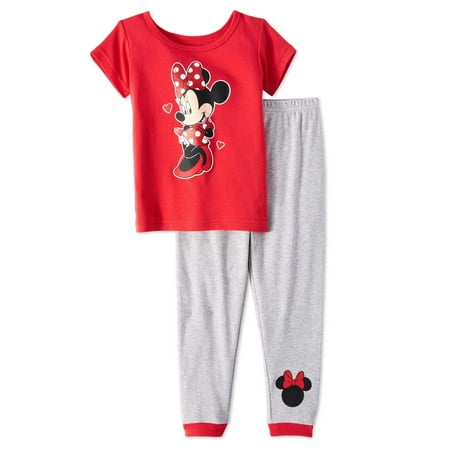 Minnie Mouse Baby Toddler Girls' Short Sleeve Tight Fit Pajamas, 2pc Set