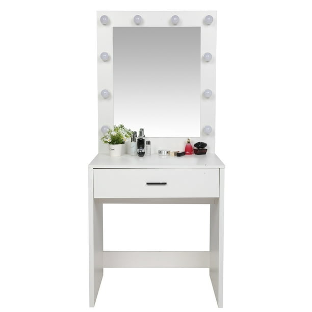 Single Drawer Dressing Table With Light, Vanity Mirror With Drawers And Lights