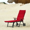 thumbnail image 4 of Gymax 2PCS Folding Patio Rattan Lounge Chair Chaise Aluminum W/ Wheel & Red Cushion, 4 of 10