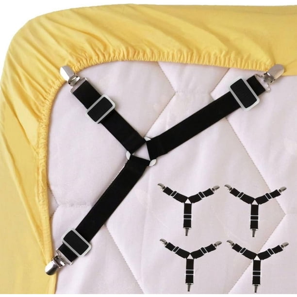 Correas elásticas de calidad para sujetar sábanas, clips antideslizantes para sábanas con correas elásticas resistentes, tirantes elásticos triangulares que aseguran sus sábanas, ideales para camas