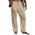 thumbnail image 1 of Pantalones Casuales de Color Sólido de Verano de Moda Mezcla de Lino de Poliéster para Hombres, 1 of 9