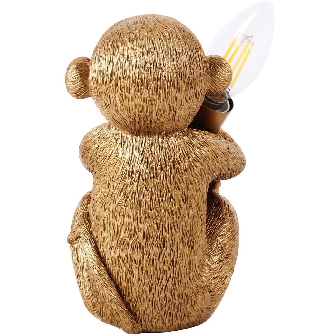 Hand-Carved Resin Monkey Table Lamp, -Whimsical Animal Desk Light for Bedroom, Living Room, Office & Cafe Decor, E12 Socket (Bulb Not Included), 7.9 inch
