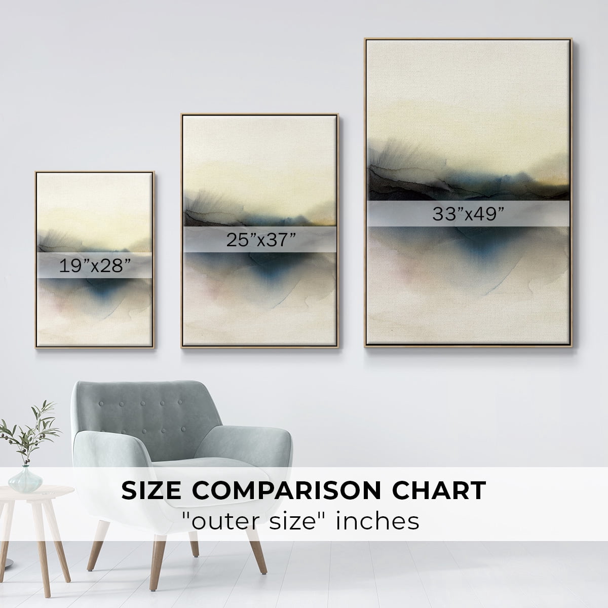 Continuum I Framed Premium Gallery Wrapped Canvas - Ready to Hang - 17 x 25 - Natural Wood Floating Frame