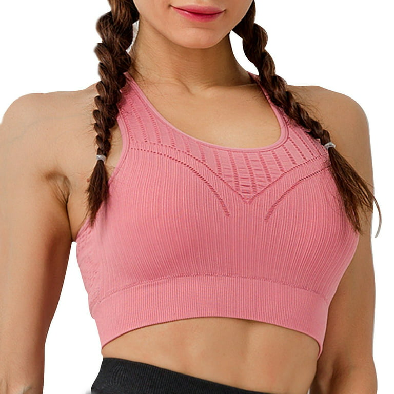 Sports Bra for Women High Impact Padded Sports Bra Fitness Workout Running  Yoga Tank Tops Pink S