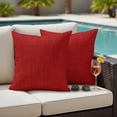 thumbnail image 4 of Red Burlap Texture Outdoor Waterproof Pillow Covers, Farmhouse Vintage Red Decorative Square Throw Pillowcase Sofa Cushion Sham for Patio/Couch/Chair, 18"x18" 2 Pack, 4 of 8
