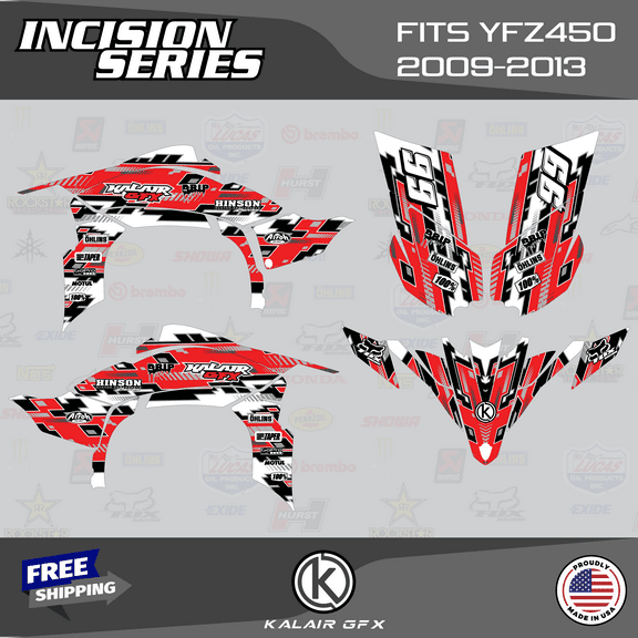 Kalair GFX Graphics Kit for Yamaha ATV YFZ 450 (2009-2013) Incision Series