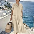 thumbnail image 5 of Taqqpue Maxi Dress for Women Short Sleeve Crew Neck Layered Ruffle Boho Casual Flowy Long Dresses Solid Color T Shirt Dress Beach Vacation A Line Sundress for Women, 5 of 10