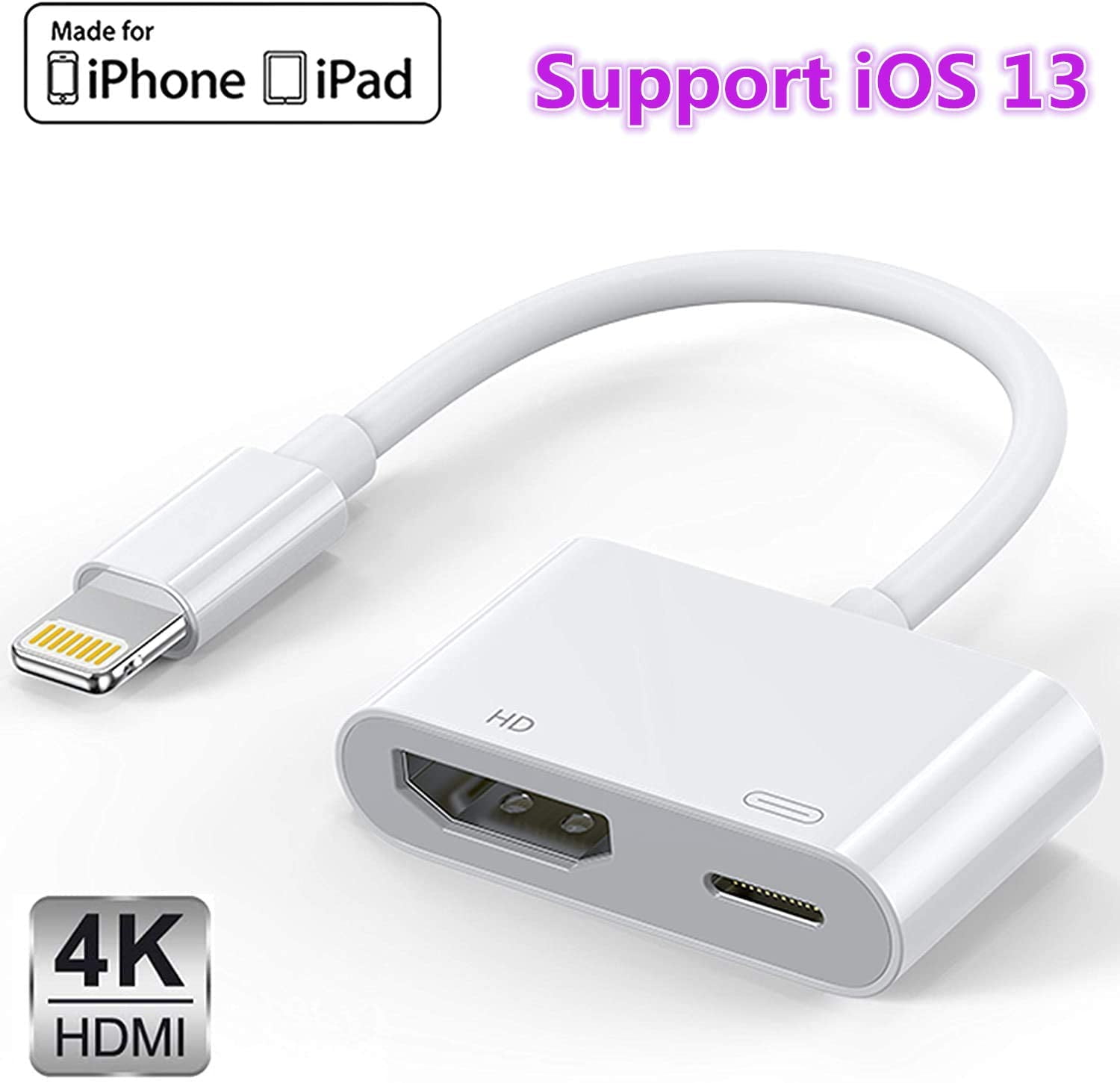 Så hurtigt som en flash elektronisk fangst Lighting to HDMI Adapter Compatible with iPhone iPad, Lighting Digital AV  Adapter 1080p HD TV Connector Cable Compatible with iPhone Xs Max XR X 8 7  iPad to TV Projector Monitor - Walmart.com