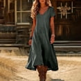 thumbnail image 2 of CIENVNSTG Dresses for Women Summer Short Sleeve V Neck Maxi Dress Plus Size Loose Casual Flowy Swing A Line Beach Sundress Dark Gray 3XL, 2 of 6