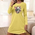 thumbnail image 5 of Mgmyaa Women's Printed Nightgown Long Sleeve Round Neck Loose Fit Sleepwear Comfortable Lounge Mini Dress, 5 of 5