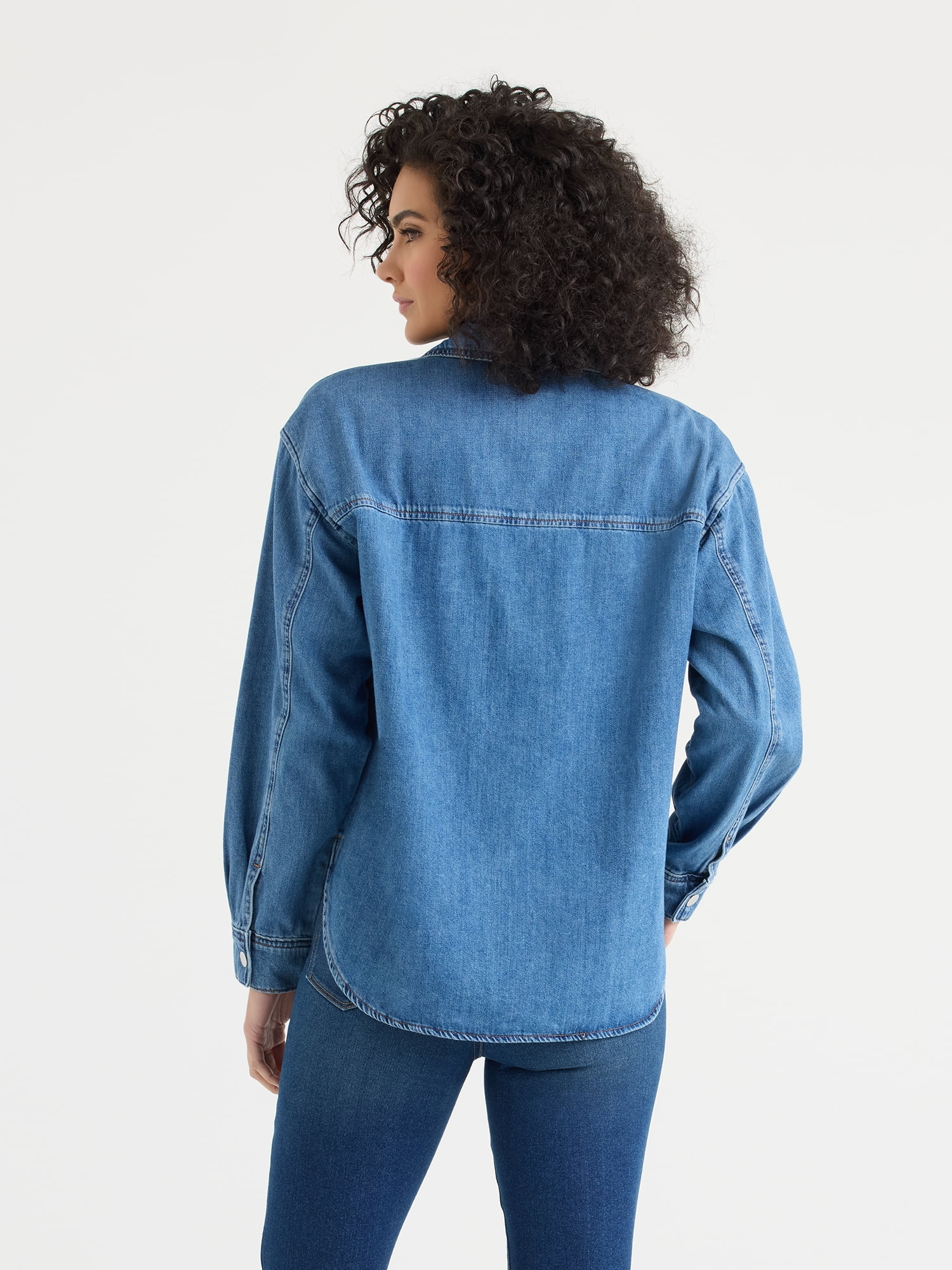 Sofia by Sofia Vergara Women's Relaxed Boyfriend Shirt with Long Sleeves, Sizes XS-XXXL