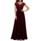 thumbnail image 1 of SAYOO Vestido de Noche Largo para Mujer, Vestido Elegante con Escote en V sin Espalda de Patchwork de Encaje de Color sólido, Ropa Simple de una Pieza SAYOO casual, 1 of 9
