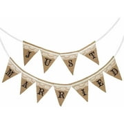 Lillian Rose Just Married Rustic Burlap Banner, black