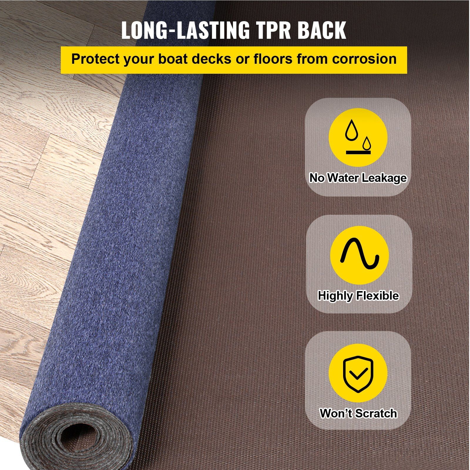 Deep Blue Marine Carpet 6x13.1 ft Waterproof Boat Carpet Outdoor Rug for Patio Deck Garage Non Slip Runner