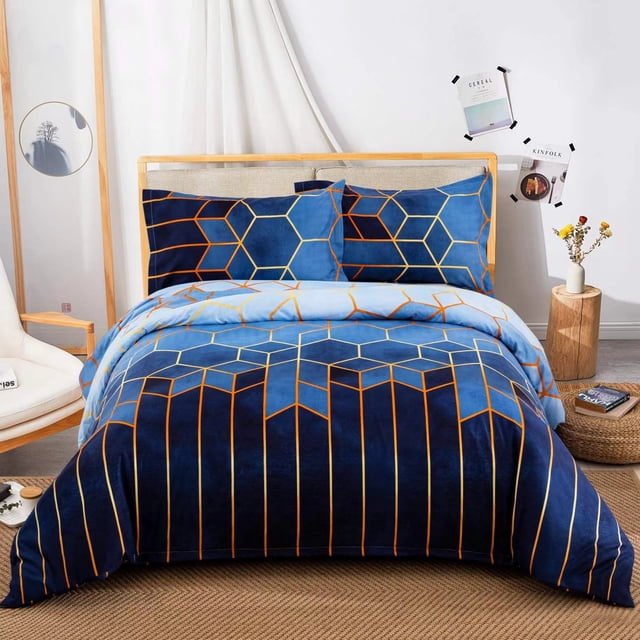 3pcs Colorful Striped Print Reversible Print Duvet Cover King Queen Bedding Set Geometry Quilt Cover Polyester Comforter Cover